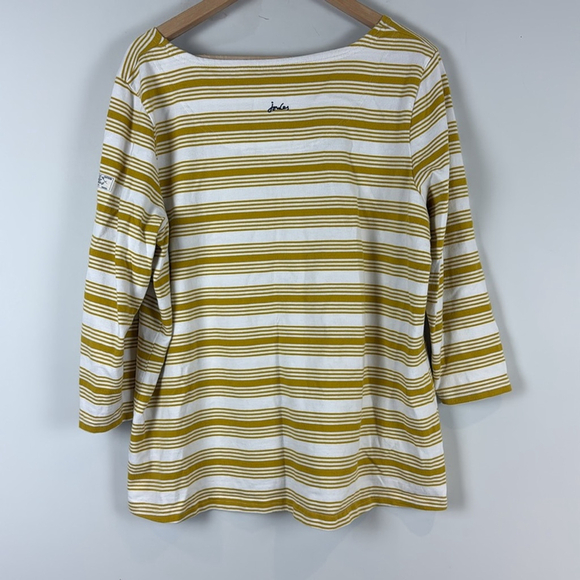 Joules New Harbour Cream Gold Long Sleeve Stripe Shirt - Picture 4 of 10